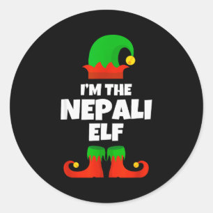 I'm The Nepali Elf Family Pajama Christmas Funny N Classic Round Sticker