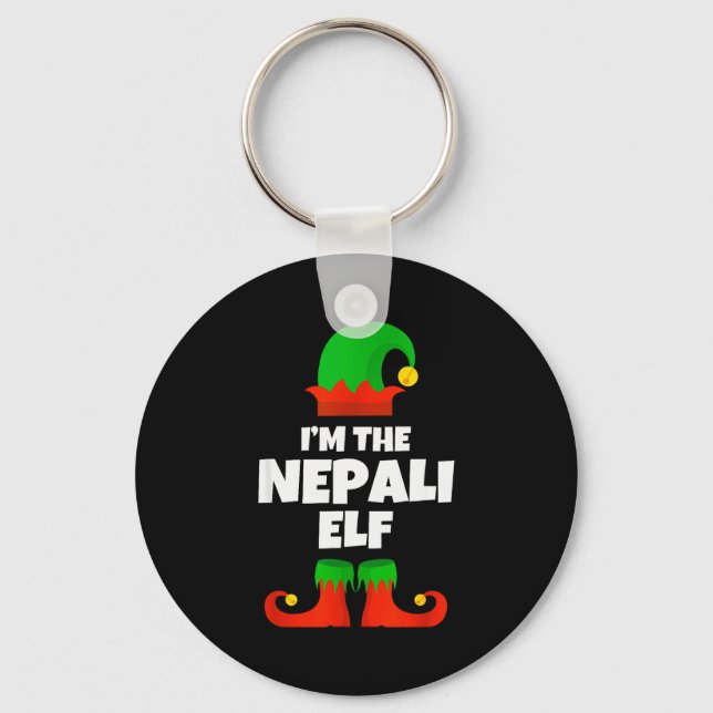 I'm The Nepali Elf Family Pajama Christmas Funny N Keychain (Front)