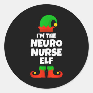 I'm The Neuro Nurse Elf Family Pajama Christmas Fu Classic Round Sticker