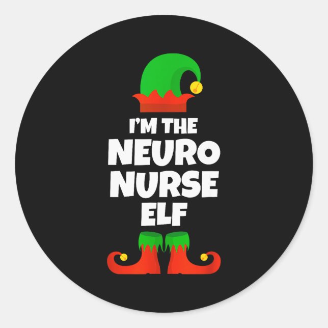 I'm The Neuro Nurse Elf Family Pajama Christmas Fu Classic Round Sticker (Front)