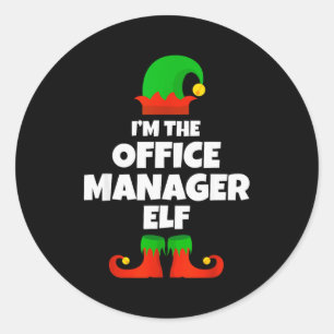 I'm The Office Manager Elf Family Pajama Christmas Classic Round Sticker