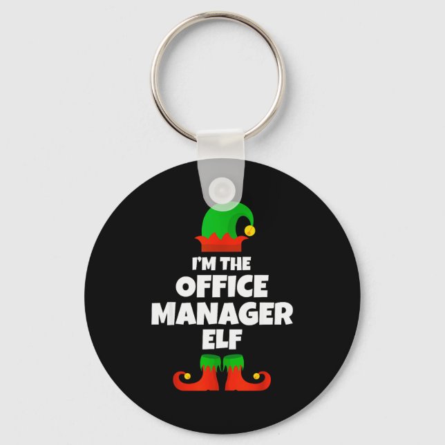 I'm The Office Manager Elf Family Pajama Christmas Keychain (Front)