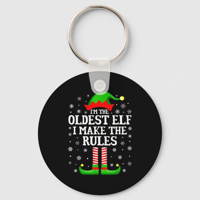 I'm The Oldest Elf Funny Christmas Family Matching Keychain (Front)