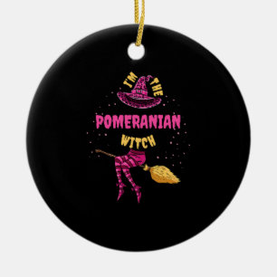 Im The Pomeranian Witch Halloween Matching Ceramic Ornament