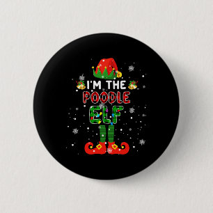 Im The Poodle Elf Xmas Red Plaid Elf Costume Dog L 2 Inch Round Button