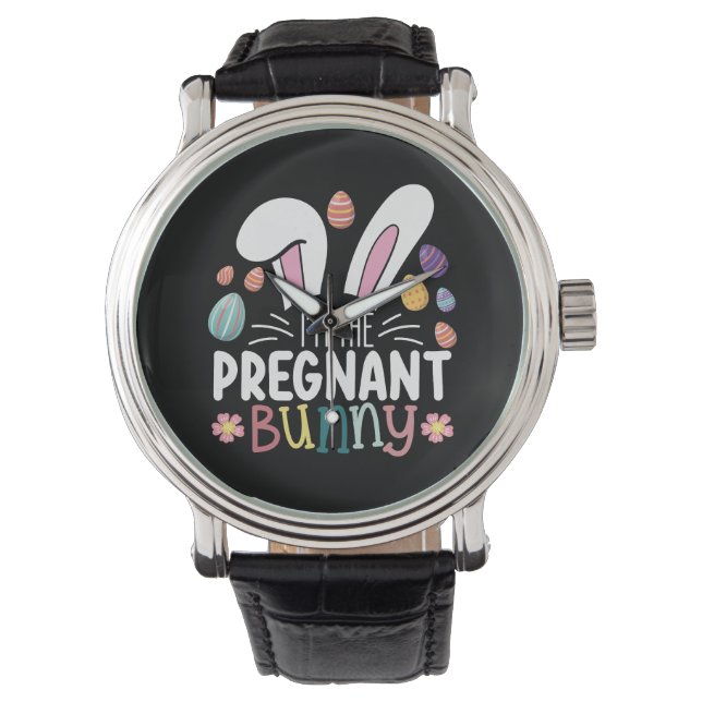 I'm The Pregnant Bunny Mom Easter Family Matching Watch (Front)