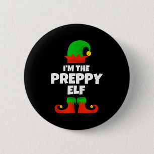 I'm The Preppy Elf Family Pajama Christmas Funny 2 Inch Round Button