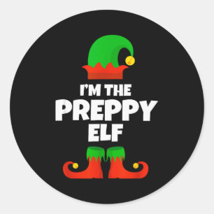I'm The Preppy Elf Family Pajama Christmas Funny  Classic Round Sticker