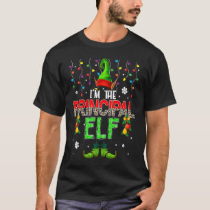 I'm The Principal Elf Xmas Leopard Elf Costume Fa T-Shirt