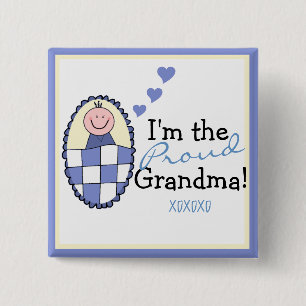 I'm The Proud Grandma-Blue 2 Inch Square Button