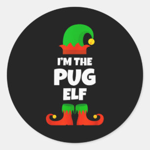 I'm The Pug Elf Family Pajama Christmas Funny Dog  Classic Round Sticker