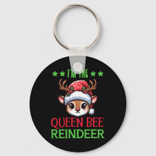 Im The Queen Bee Reindeer Christmas Keychain