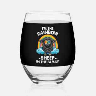 I'm The Rainbow Sheep In The Family Pride Month Stemless Wine Glass