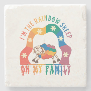 I'm the Rainbow Sheep of My Family – Pride Sheep Stone Coaster