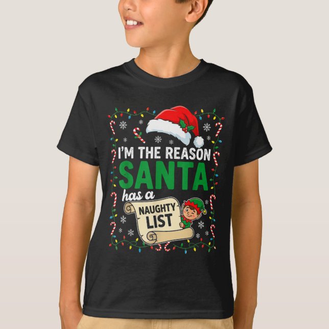I'm The Reason Santa Has A Naughty List Funny Chri T-Shirt (Front)