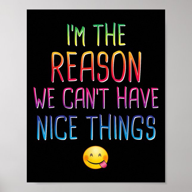 I'm The Reason We Can't Have Nice Things Funny Sar Poster (Front)