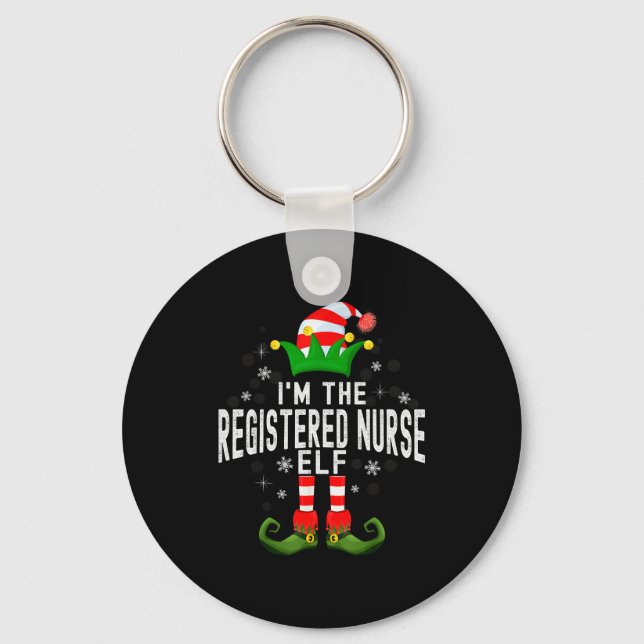 I'm The Registered Nurse Elf Christmas Family Pjs  Keychain (Front)