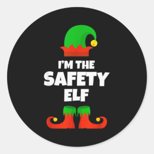 I'm The Safety Elf Family Pajama Christmas Funny  Classic Round Sticker