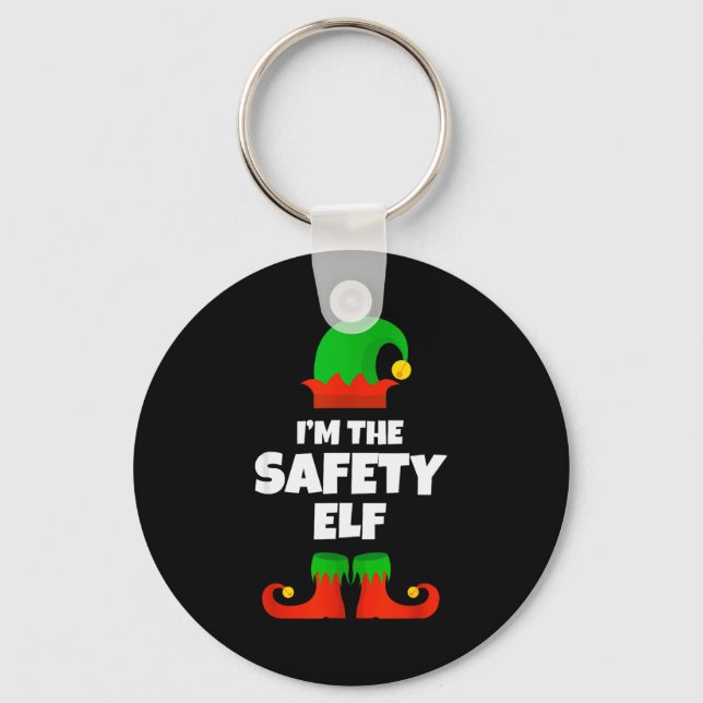 I'm The Safety Elf Family Pajama Christmas Funny  Keychain (Front)