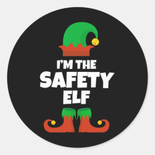 I'm The Safety Elf Family Pajama Christmas Officer Classic Round Sticker