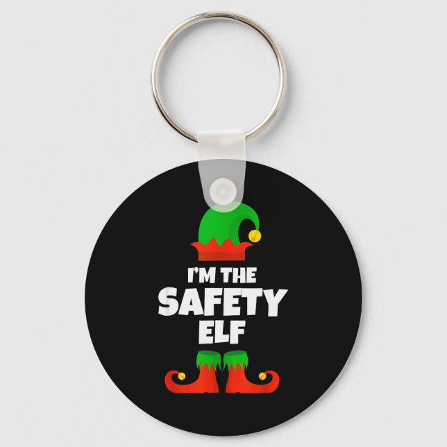 I'm The Safety Elf Family Pajama Christmas Officer Keychain (Front)