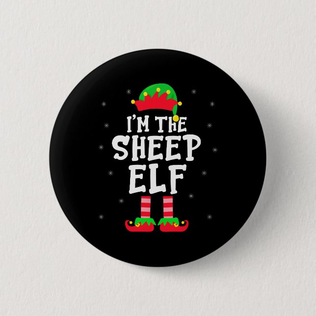 I'm The Sheep Elf Xmas Elf Sheep Farmer Matching F 2 Inch Round Button (Front)