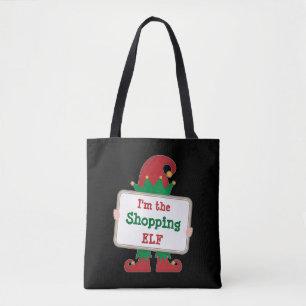I'm The Shopping Elf Personalized Christmas Elf Tote Bag