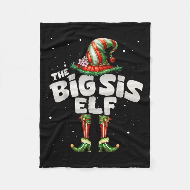 I'm The Sister Elf Family Matching Group Christmas Fleece Blanket (Front)