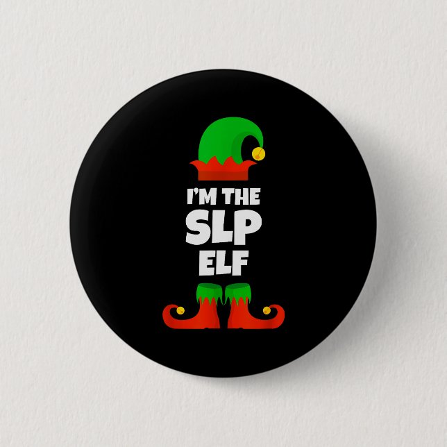 I'm The Slp Elf Family Pajama Christmas Speech Lan 2 Inch Round Button (Front)