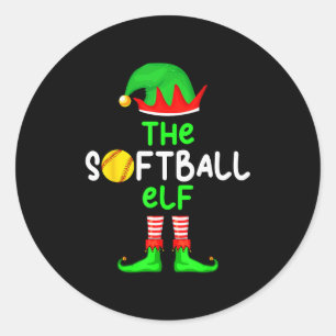 I'm The Softball Elf Christmas Family Matching Paj Classic Round Sticker
