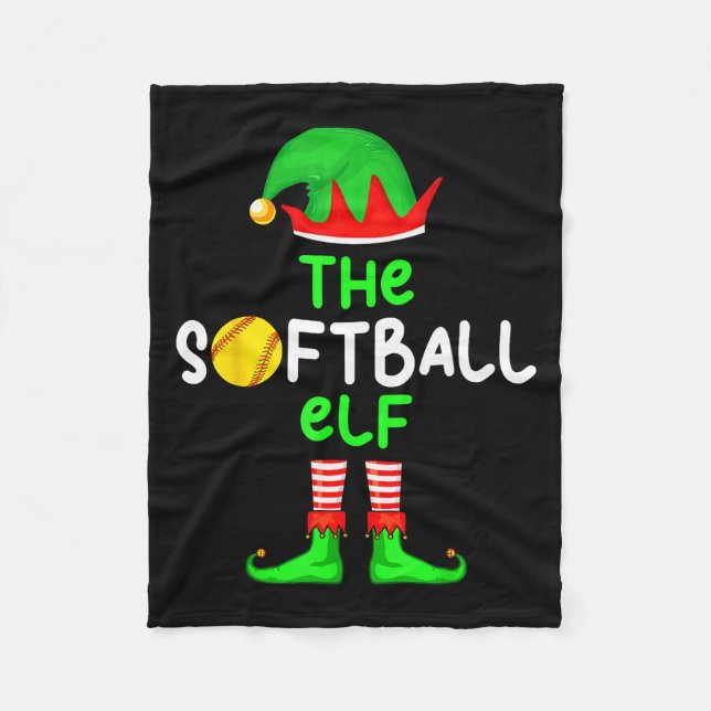 I'm The Softball Elf Christmas Family Matching Paj Fleece Blanket (Front)