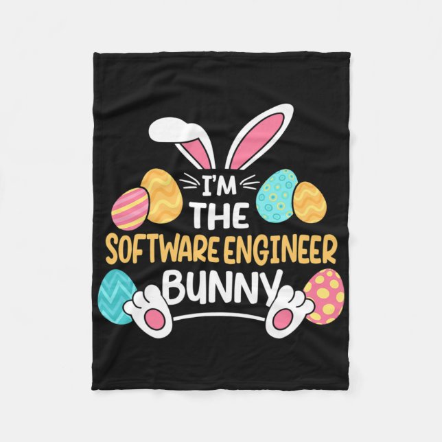 Im The Software Engineer Bunny Developer Easter  Fleece Blanket (Front)