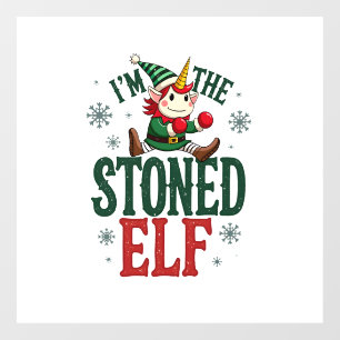 Im The Stoned Elf Vintage Christmas Dabbing Unicor Window Cling