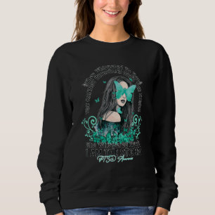 I'm The Storm Ptsd Awareness Woman Butterfly Teal  Sweatshirt