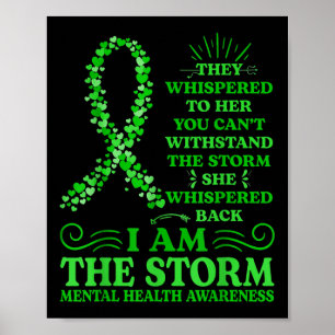 Im The Storm Strong Green Women Mental Health Awar Poster