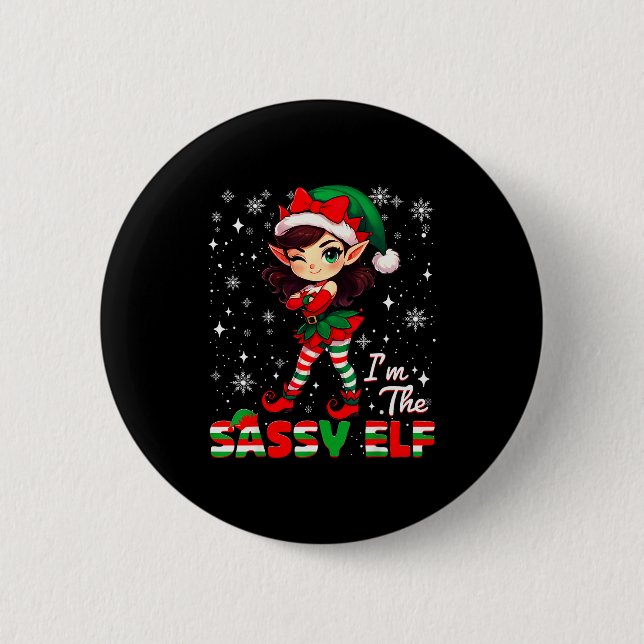 Im The Sy Elf Cute Snowflake Christmas Xmas Girl W 2 Inch Round Button (Front)