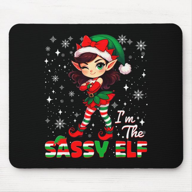 Im The Sy Elf Cute Snowflake Christmas Xmas Girl W Mouse Pad (Front)