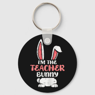 Im The Teacher Bunny Easter Egg Hunting Spring Wom Keychain