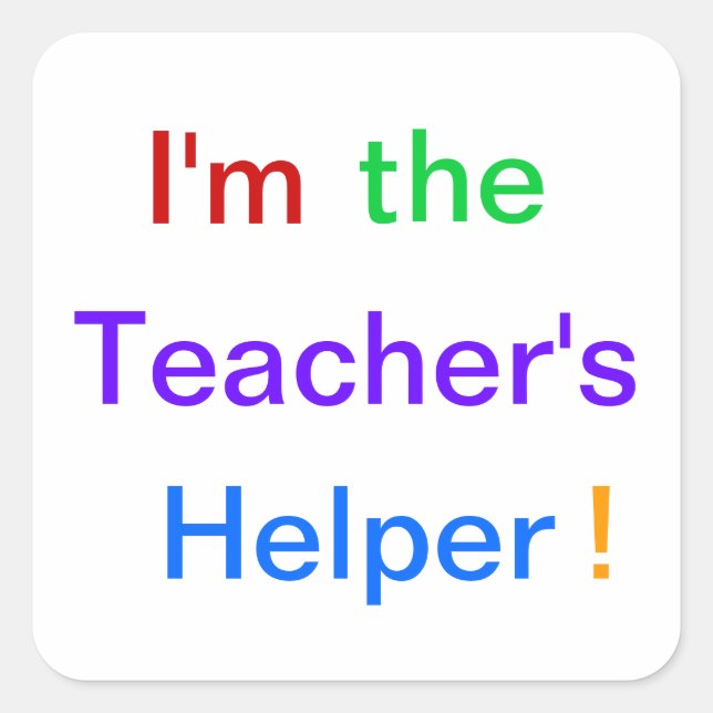 "I'm the Teacher's Helper!" Stickers (Front)