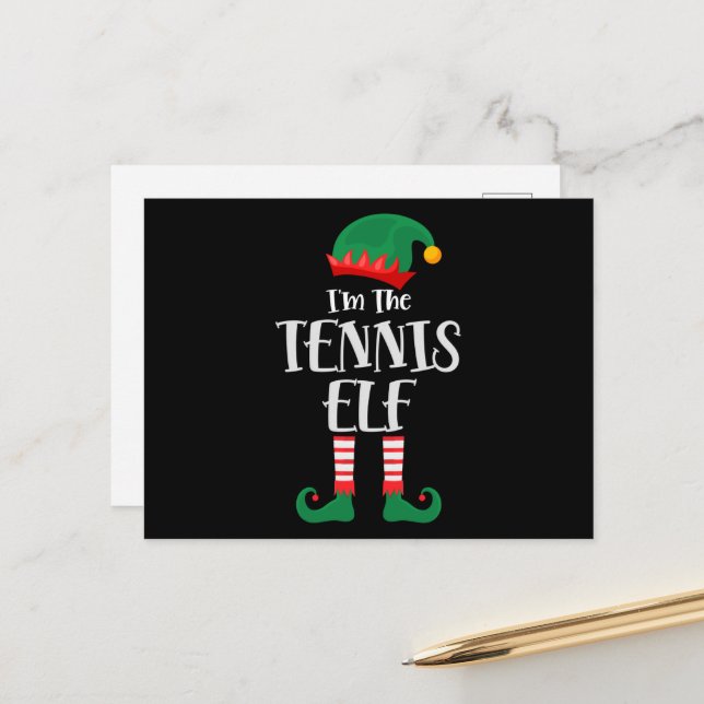 Im The Tennis Elf Matching Christmas Postcard (Front/Back In Situ)