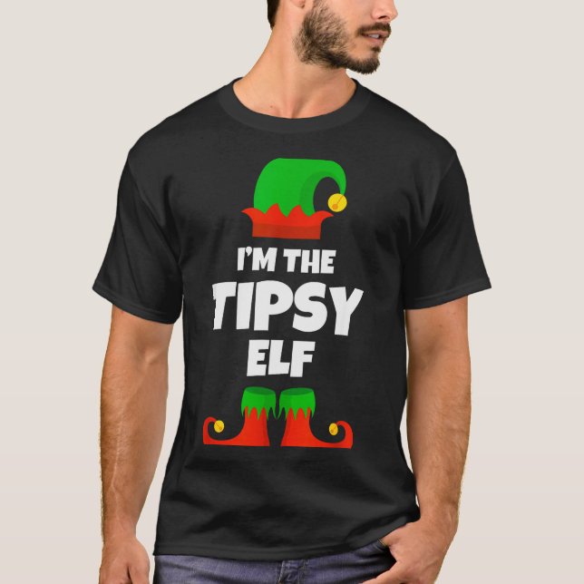 I'm The Tipsy Elf Family Pajama Christmas Funny  T-Shirt (Front)