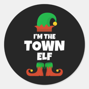 I'm The Town Elf Family Pajama Christmas Funny Classic Round Sticker