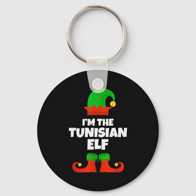 I'm The Tunisian Elf Family Pajama Christmas Funny Keychain (Front)