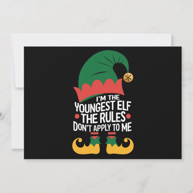 I'm The Youngest Elf Matching Family Christmas Holiday Card (Front)