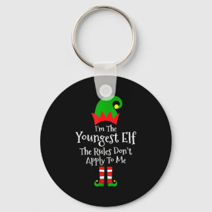 I'm The Youngest Elf The Rules Don't Apply To Me M Keychain