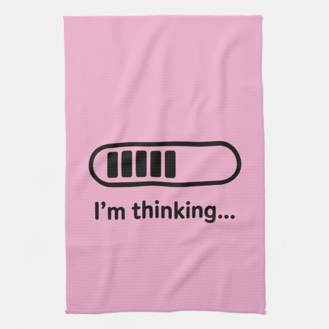I'm Thinking... Loading Progress Bar Pink Minimali Kitchen Towel (Vertical)