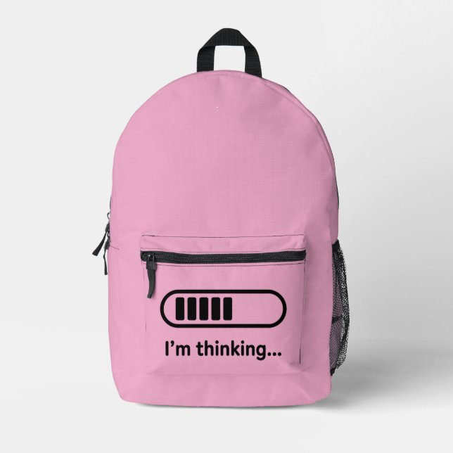 I'm Thinking... Loading Progress Bar Pink Minimali Printed Backpack (Front)