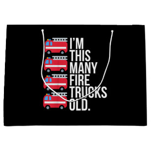 Im This Many Fire Trucks Old T-Shirt Four Year Old Large Gift Bag