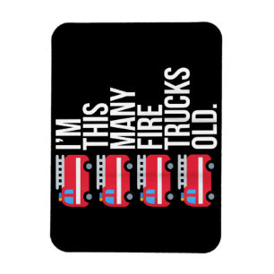 Im This Many Fire Trucks Old T-Shirt Four Year Old Magnet
