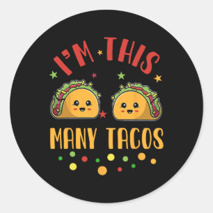 I'm This Many Tacos 2nd Birthday Twosday Cinco De  Classic Round Sticker